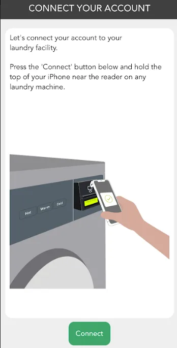 The Connect button in LaundryCat